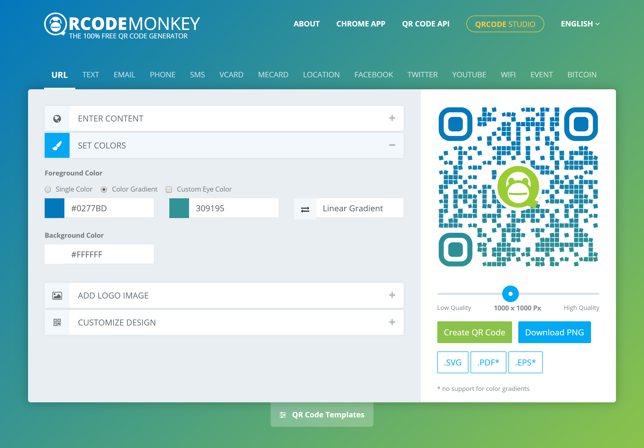 a) QRCode-Monkey website for generating QR codes